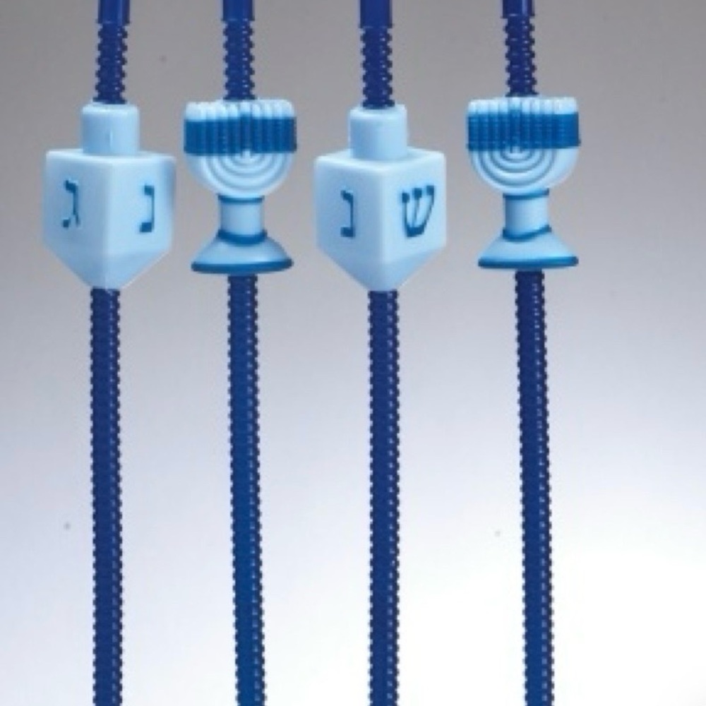 New Rite Lite 
Festive 4 Blue Hanukkah Straws Dreidels and Menorahs